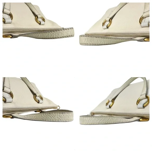 Miu Miu Pebbled Leather Crossbody Shoulder Hand Bag Satchel East West Off White - Picture 15 of 17